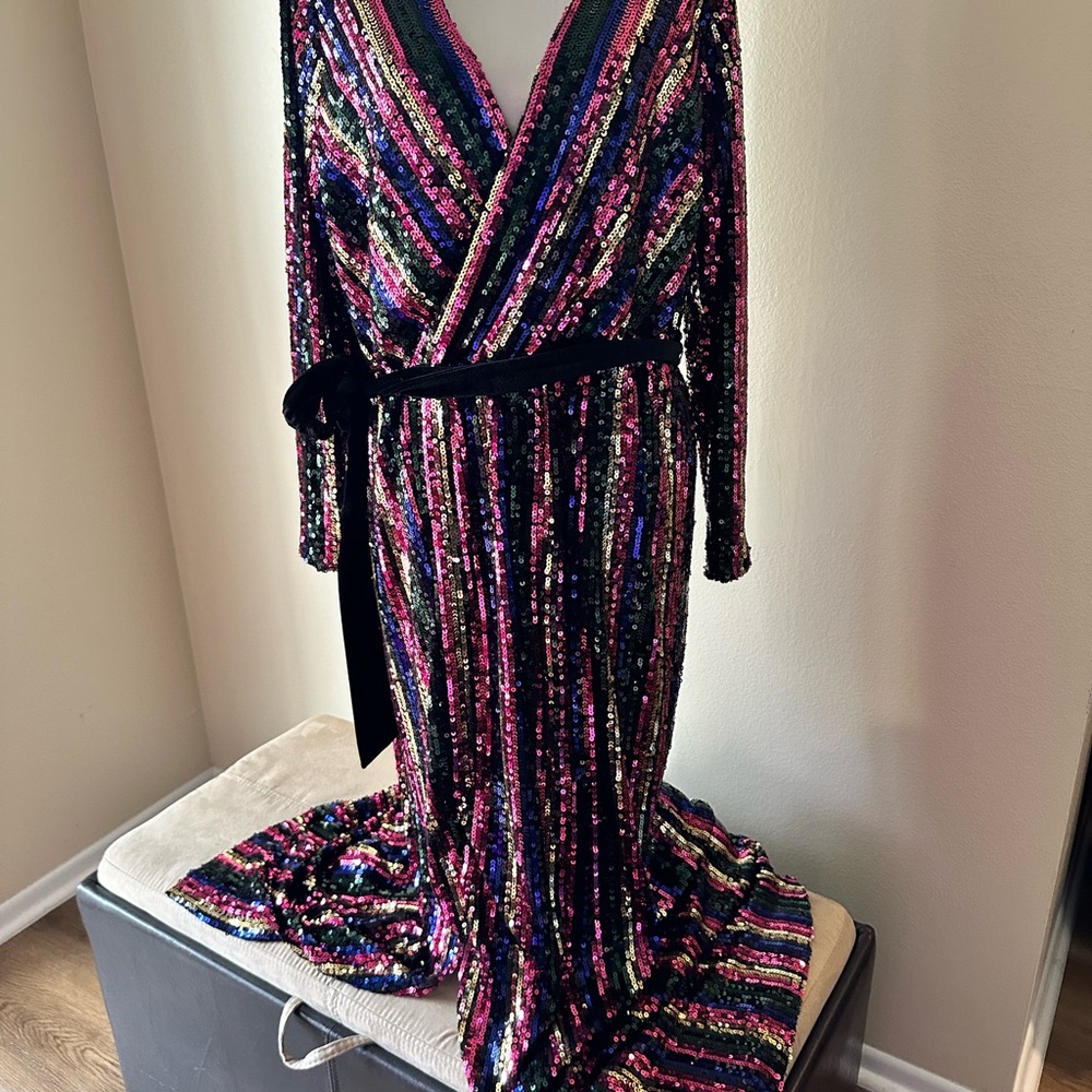 Eloquii Vibrant Sequin Long Sleeve Dress